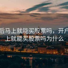 开户后马上就能买股票吗，开户后马上就能买股票吗为什么