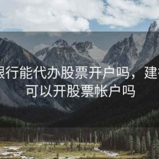 建设银行能代办股票开户吗，建行app可以开股票帐户吗
