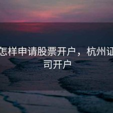 杭州怎样申请股票开户，杭州证券公司开户