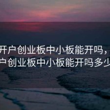 股票开户创业板中小板能开吗，股票开户创业板中小板能开吗多少钱