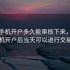 股票手机开户多久能审核下来，股票手机开户后当天可以进行交易吗