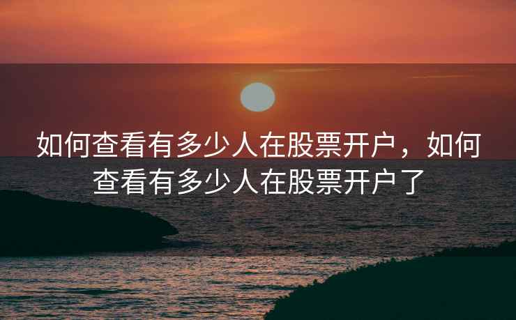 如何查看有多少人在股票开户，如何查看有多少人在股票开户了  第2张