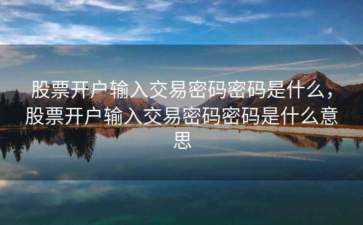 股票开户输入交易密码密码是什么，股票开户输入交易密码密码是什么意思  第1张