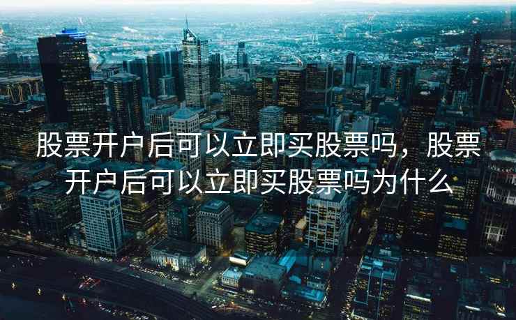 股票开户后可以立即买股票吗，股票开户后可以立即买股票吗为什么  第1张