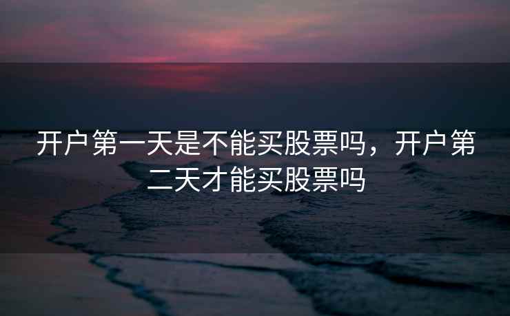 开户第一天是不能买股票吗，开户第二天才能买股票吗  第1张